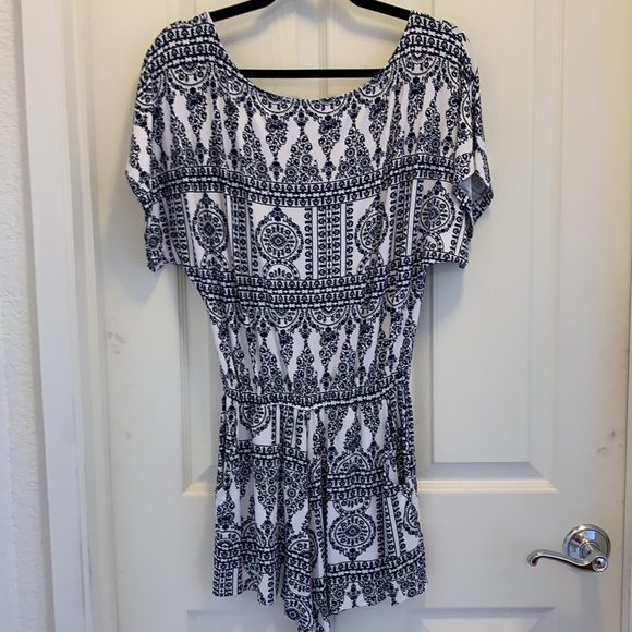 Ava Sky Moroccan Print Romper, Small - Picture 2 of 5